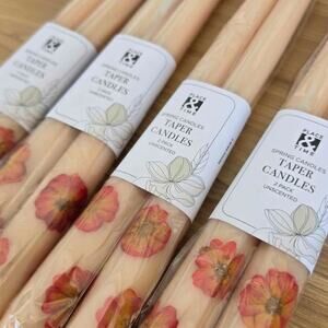 4 candles/ Place & Time/ Spring Candle tapers / peachy orange flowers